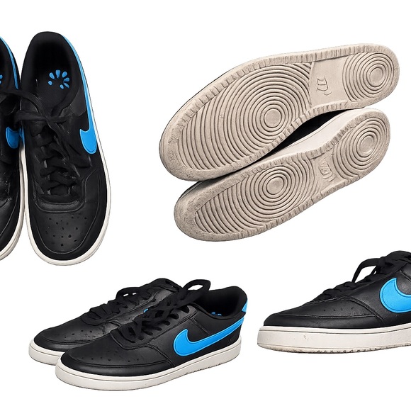 Nike Women's Black Sneakers with Blue Swoosh - Picture 2 of 2